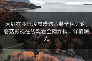 网红在今日凌晨遭遇八卦全民讨论，蘑菇影视在线观看全网炸锅，详情曝光