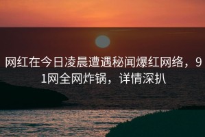 网红在今日凌晨遭遇秘闻爆红网络，91网全网炸锅，详情深扒