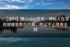 【爆料】糖心vlog突发：神秘人在深夜被曝曾参与内幕，热议不止席卷全网