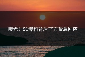 曝光！91爆料背后官方紧急回应