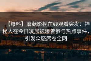 【爆料】蘑菇影视在线观看突发：神秘人在今日凌晨被曝曾参与热点事件，引发众怒席卷全网