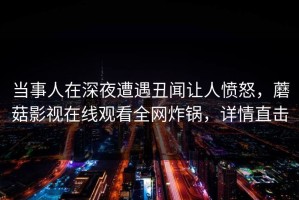 当事人在深夜遭遇丑闻让人愤怒，蘑菇影视在线观看全网炸锅，详情直击