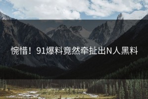 惋惜！91爆料竟然牵扯出N人黑料