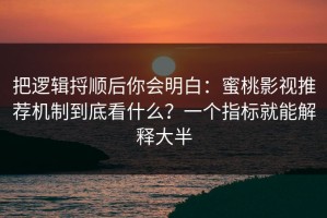 把逻辑捋顺后你会明白：蜜桃影视推荐机制到底看什么？一个指标就能解释大半