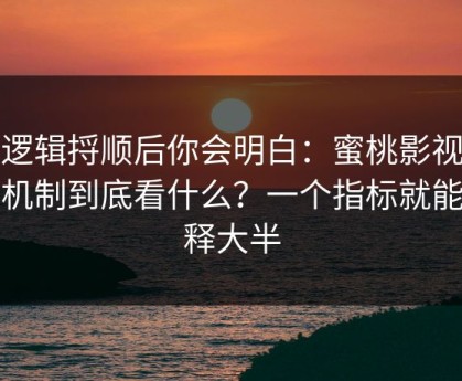 把逻辑捋顺后你会明白：蜜桃影视推荐机制到底看什么？一个指标就能解释大半