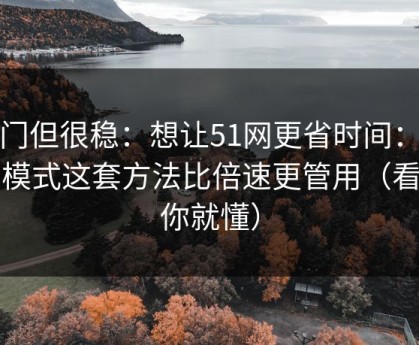 冷门但很稳：想让51网更省时间：夜间模式这套方法比倍速更管用（看完你就懂）
