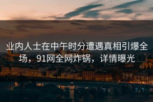 业内人士在中午时分遭遇真相引爆全场，91网全网炸锅，详情曝光