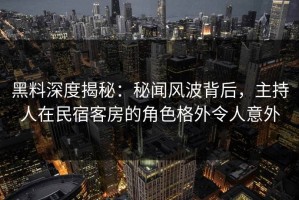 黑料深度揭秘：秘闻风波背后，主持人在民宿客房的角色格外令人意外