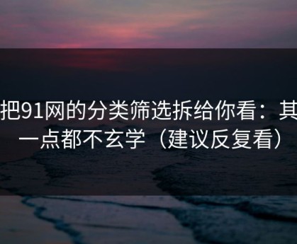 我把91网的分类筛选拆给你看：其实一点都不玄学（建议反复看）