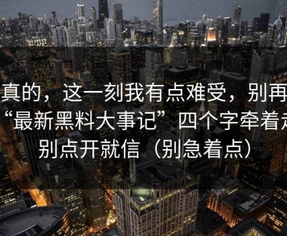 说真的，这一刻我有点难受，别再被“最新黑料大事记”四个字牵着走，别点开就信（别急着点）