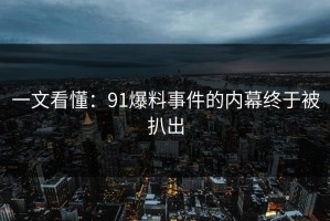一文看懂：91爆料事件的内幕终于被扒出