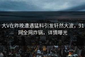 大V在昨晚遭遇猛料引发轩然大波，91网全网炸锅，详情曝光