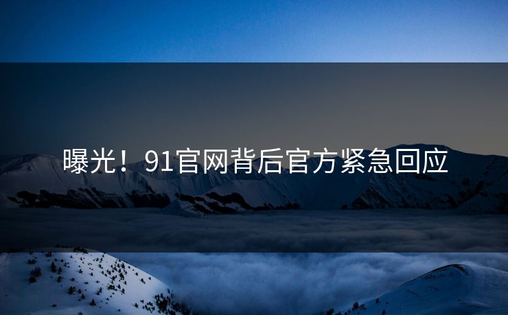 曝光！91官网背后官方紧急回应